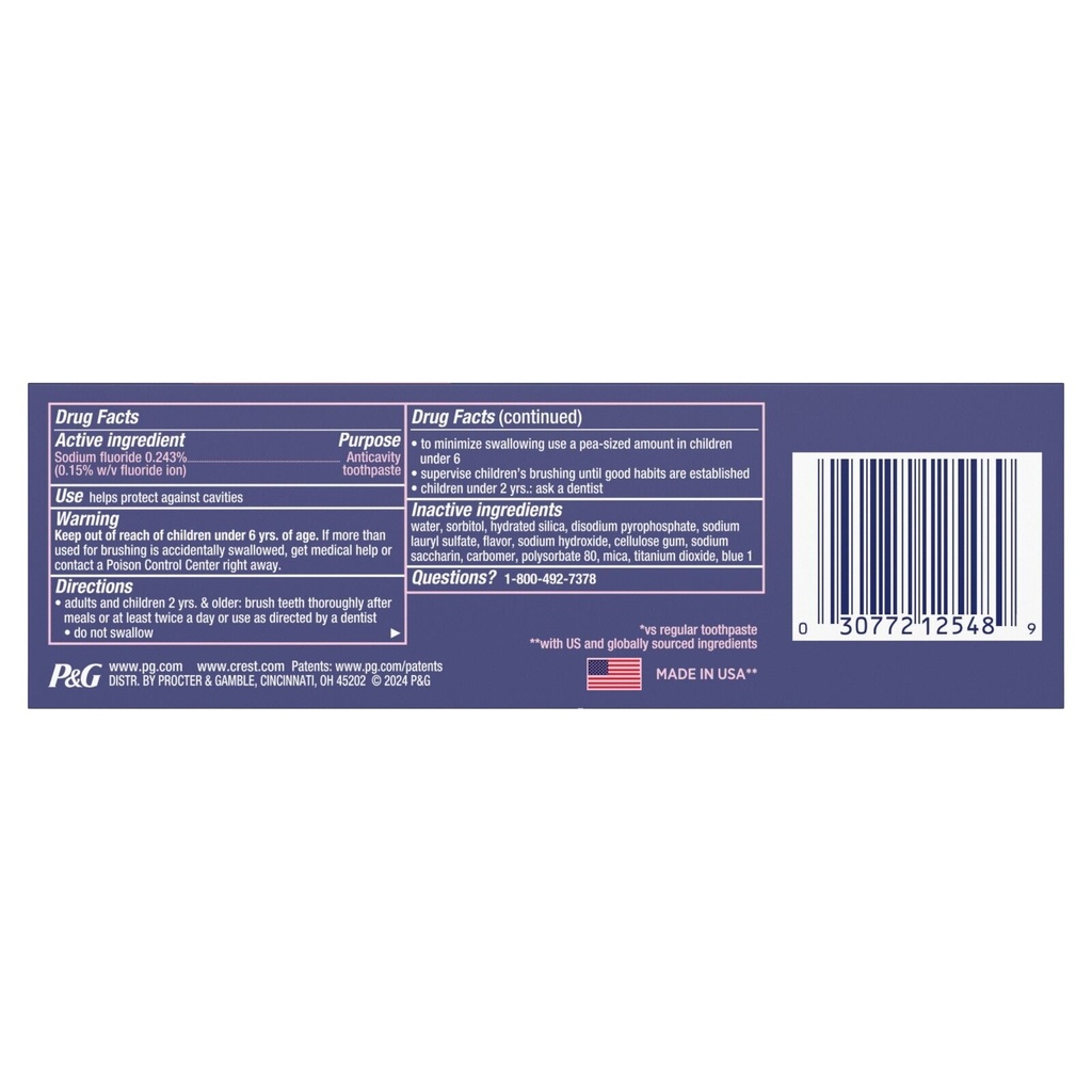 Crest 3D White Advanced Teeth Whitening Toothpaste, Radiant Mint - Trial Size - 2.4 Oz