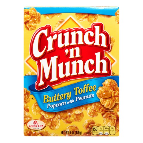 CRUNCH 'N MUNCH Buttery Toffee Popcorn with Peanuts, 6 Oz.