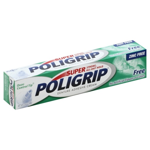 Super Poligrip Denture Adhesive Cream Artificial Flavor/Color Free 2.4 Oz by Abreva